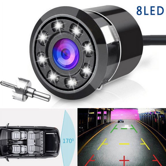 CNKOO Backup Camera for Car, 170 CMOS Car Rear View Backup Camera Reverse 8 LED Night Vision Waterproof Universal Car Camera