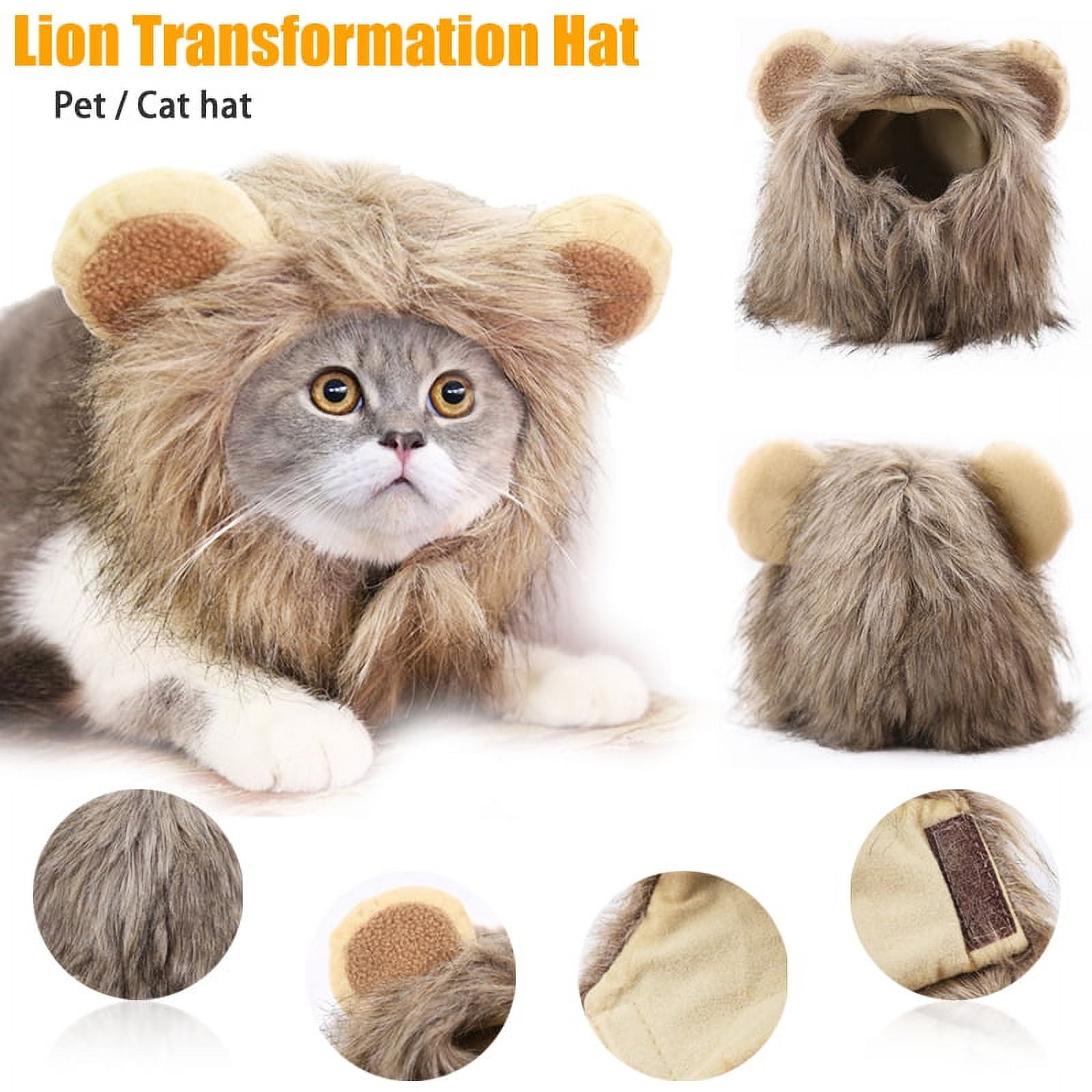 Cat Wig Hat - Adjustable Curly Hair Costume Hat For Cats & Small Dogs, Halloween & Party Dress-Up - View #2