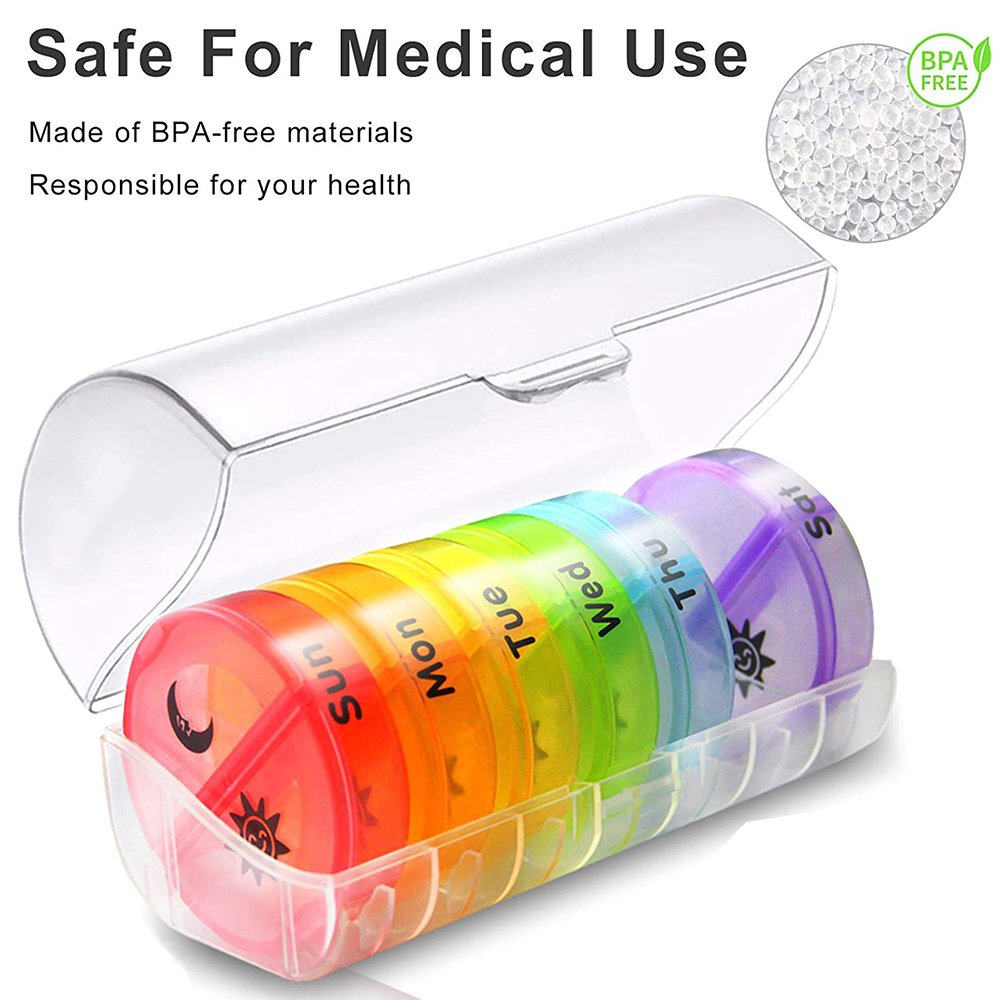 Maxpert AM/PM (7 Day) Weekly Push-Button Pill Organizer, Rainbow - Maxpert  Medical