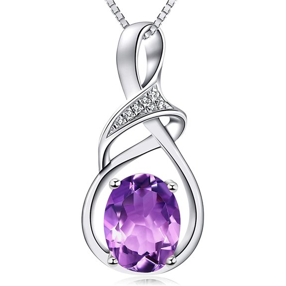 CNKOO Purple Topaz and Amethyst Pendant Necklace Sterling Silver Natural Gemstone for Mom Girlfriend Gifts, Yellow