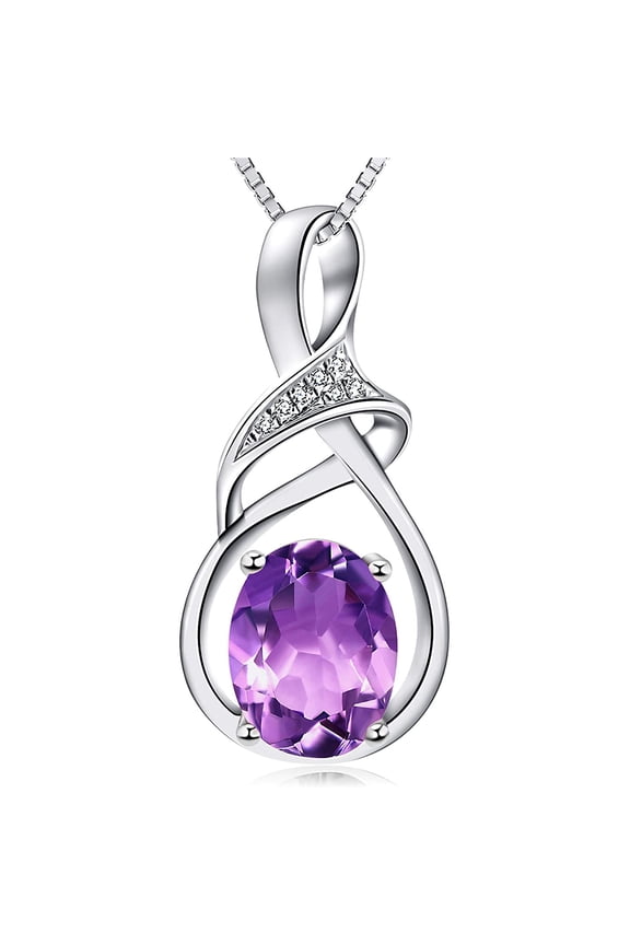 Purple Topaz and Amethyst Pendant Necklace Sterling Silver Natural Gemstone for Mom Girlfriend Gifts, Yellow