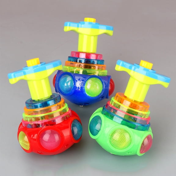 CNKOO Light Up Spinning Tops for Kids LED Gyro Flashing Peg-Top Spinner Toys Glow in The Dark Party Favors Bulk,Green