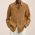 thumbnail image 1 of CNKOO Mens Long Sleeve Linen Shirt Summer Loose Fit Lightweight Button Down Shirt, 1 of 5