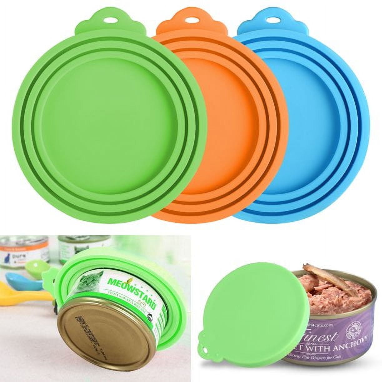 Bone Appetit 3-Pack Silicone Pet Food Can Lids - Airtight & Reusable Covers For Dog & Cat Wet Food (Variety Mix)