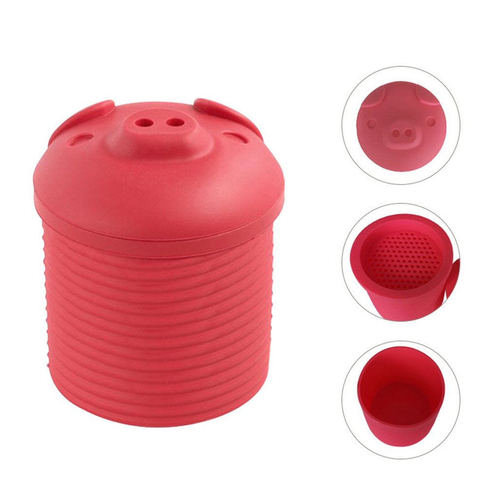 CNKOO PigShaped Grease Container Novelty Bacon Grease Container With Strainer Cute Silicone
