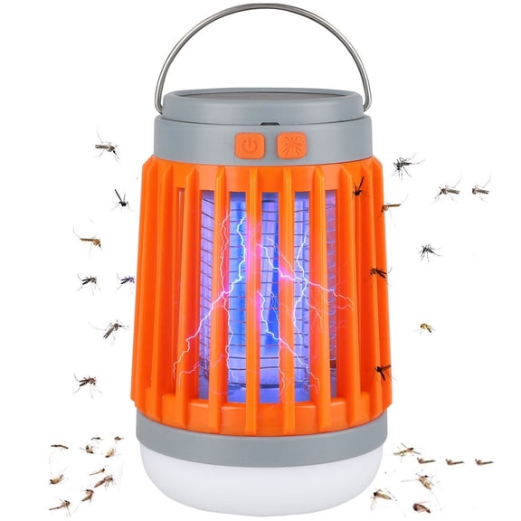 CNKOO Solar Bug Zapper for Outdoor and Indoor, Waterproof Insect Fly Pest Attractant Trap Light, USB Electric Mosquito Killer Lamp for Backyard Patio Home Camping, Orange