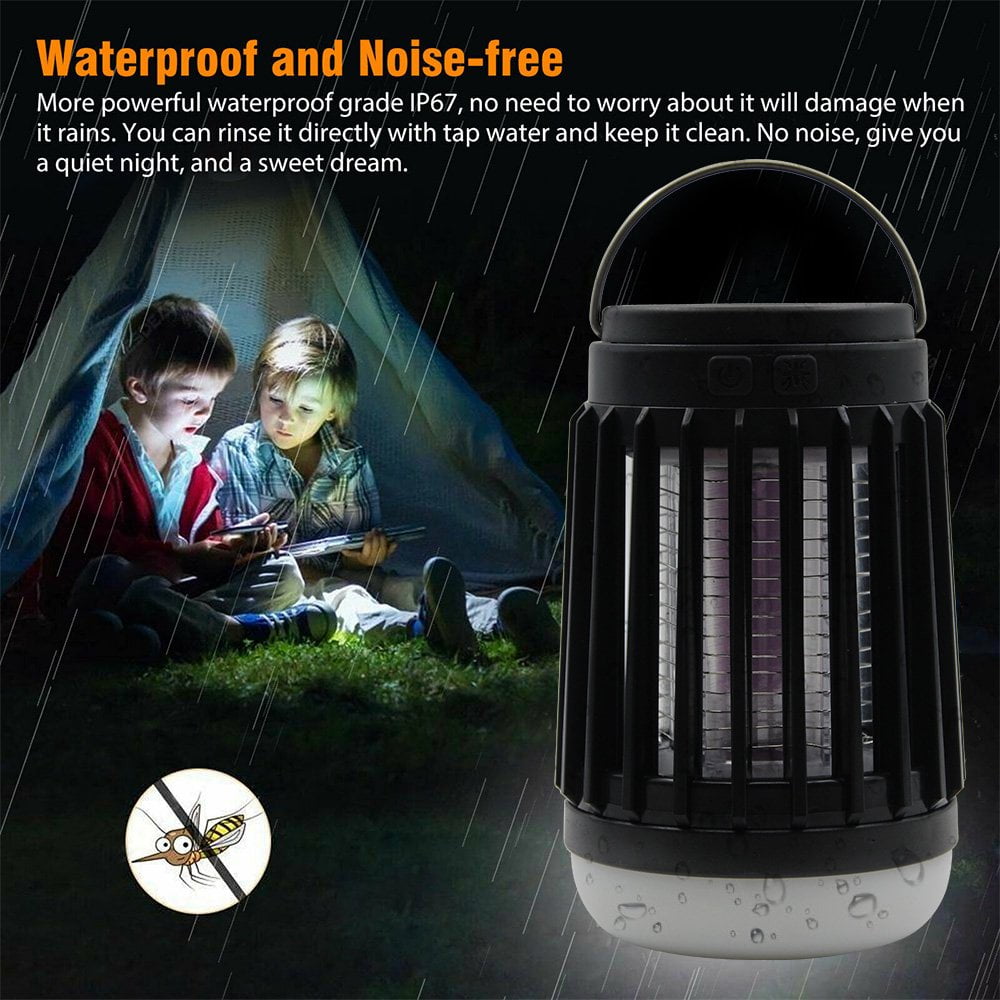 CNKOO Solar Insect Killer Lamp, Waterproof Mosquito Killer and Insect Zapper Trap for Indoor and Outdoor Use, Black