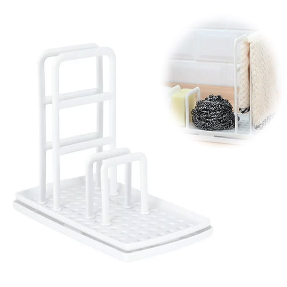 CNKOO Sponge Soap Holder -Kitchen Sink Rack Tray Organizer Stand for Sponge, Dish Cloth, Rag, Brush, Scrubber Storage