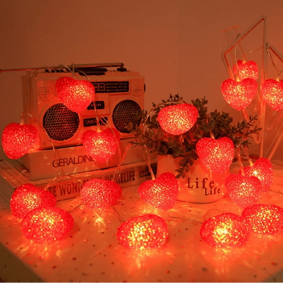 CNKOO String Lights Heart Shaped Lamp 4.92 Feet 10 Led Heart String Lights Indoor Outdoor Bedroom Party Wedding, Holidays and Valentines Day Party Favors Supplies,Red