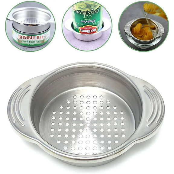 CNKOO Tuna Strainer Press, Tuna Can Strainer Food-Grade Stainless Steel Canning Colander for Regular-Size and Wide-Necked Tunas