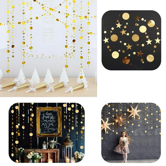 CNKOO Twinkle Little Star Party Garlands Glitter Hanging Moon Stars Decorations Kids Birthday Bday Baby Shower Wedding Ramadan EID Graduation Party Supplies(Gold)