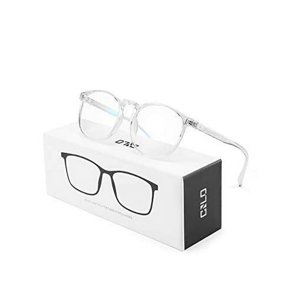 CNLO Blue light blocking Glasses?Computer Glasses ?Radiation protection Gaming Glasses, for UV Protection, Anti Eyestrain, Lightweight Frame Eyewear?Men/Women (Crystal)