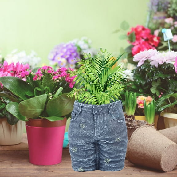 CNMF Flower Pot Denim Pot Pants Resin Flowerpot Decorations For Garden Ornament