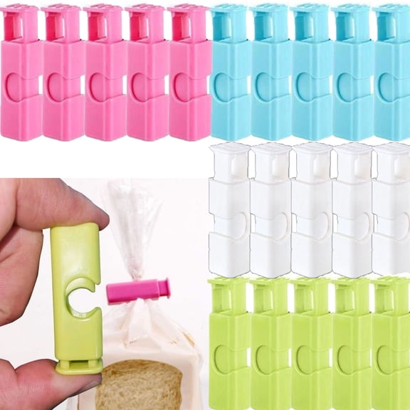 CNNIK Press Sealing Clips in Yellow Green, Pack of 20, Snack Freshness Sealing Clip, Plastic Bag Press Sealer, Moisture-Proof Bread and Milk Powder Bag Sealing Tool