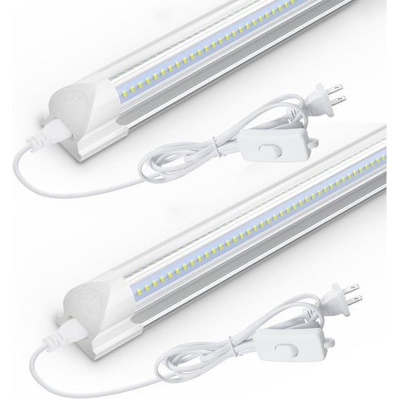 CNSUNWAY 1.5FT LED Shop Light, 20W High-Efficiency Under Cabinet Lighting (6000K Cool White), V-Shape T8 Tube Fixtures  18" Linkable Counter Lights for Kitchen, Workbench, Workshop, 2 Pack