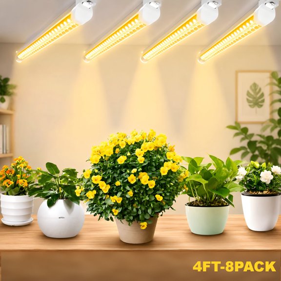 CNSUNWAY T8 LED Grow Lights, 4FT 40W 3000K Warm White Full Spectrum, 8-Pack