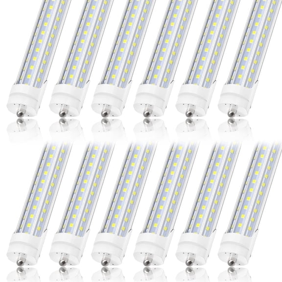 CNSUNWAY D Shape T8 LED Tube Light Bulbs, 8FT 120W High-output Single Pin Fa8 Base Fluorescent Bulb, 6000K Cool, 15600LM Ballast Bypass, CLear Cover, ETL Listed, 25-Pack