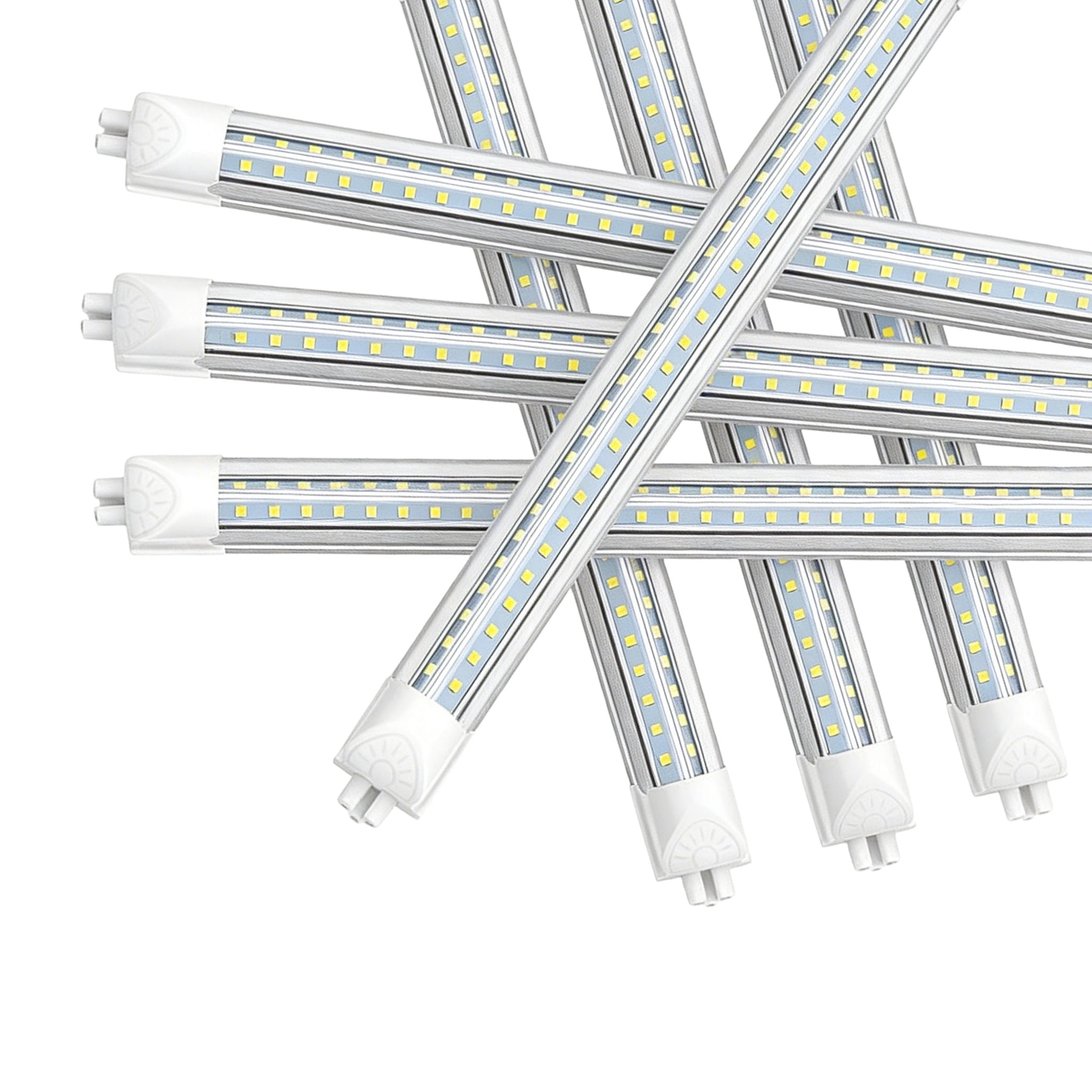 CNSUNWAY T8 led shop lights for garage 8ft, 75W 9375LM 6000K, Clear 8-Pack
