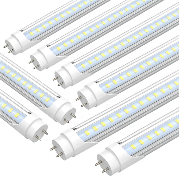 CNSUNWAY LIGHTING T8 LED Bulbs 4FT, Hybrid Type A/B, 28W 4060LM 6500K, Clear Cover, 8-Pack
