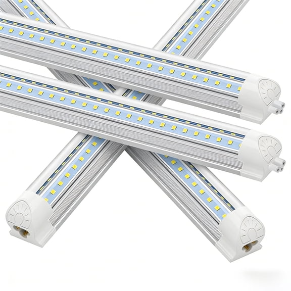 CNSUNWAY LIGHTING V Shape T8 4ft LED Shop Light Fixture Linkable, 40W 6000K Cool White 5000Lumens, 4-Pack