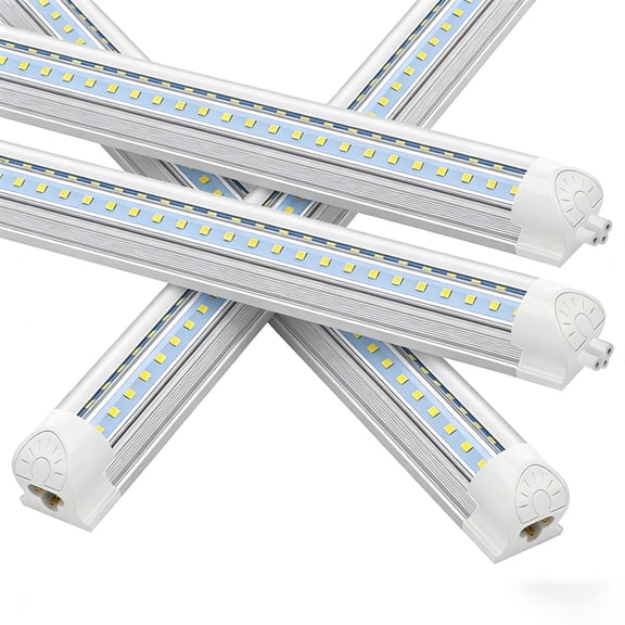 CNSUNWAY LIGHTING V Shape T8 4ft LED Shop Light Fixture Linkable, 40W 6000K Cool White 5000Lumens, 4-Pack