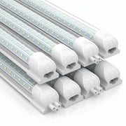 CNSUNWAY T8 4FT LED Shop Light Fixture Linkable, 60W 5000K 9000LM, D Shape 8-Pack