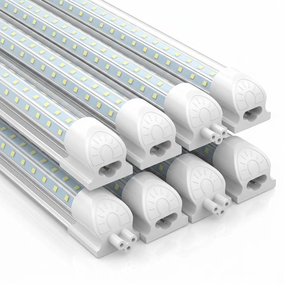 CNSUNWAY T8 4FT LED Shop Light Fixture Linkable, 60W 5000K 9000LM, D Shape 8-Pack