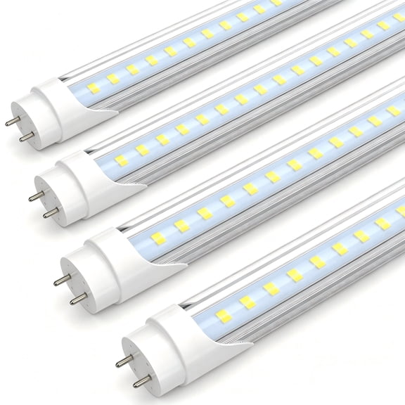 CNSUNWAY T8 LED Bulbs 4FT, Hybrid Type A/B, 28W 4060LM 6500K, Clear Cover, 4-Pack