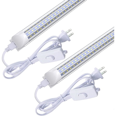 CNSUNWAY T8 2ft LED Shop Light Connectable, D Shape, 24W 5000K Fluorescent Lamp, 2 Pack