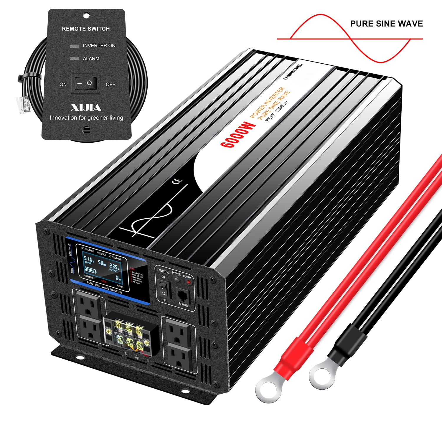 CNSWIPOWER 6000W Pure Sine Wave Power Inverter dc 48V to 110v ac Converter 60HZ Solar Converter for Home Use car (DC48V (Range40V-60V) 6000W