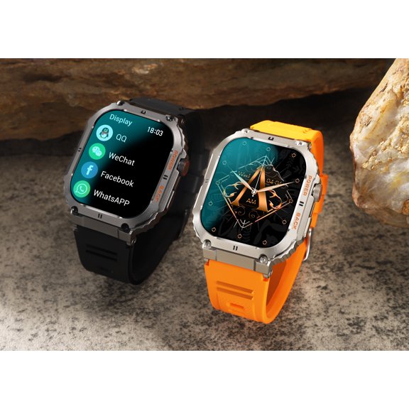 CNV 1.96 Inch Metal Sports Smart Watch IP67 Waterproof Fitness Activity Tracker with Bluetooth Calling Function