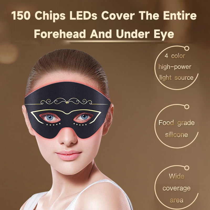 CNV 150 LEDs R-e-d Light Therapy Eye Mask with Heat | Silicone Facial Skincare Mask | Flexible At-home Skincare Tool (4 Light Modes)