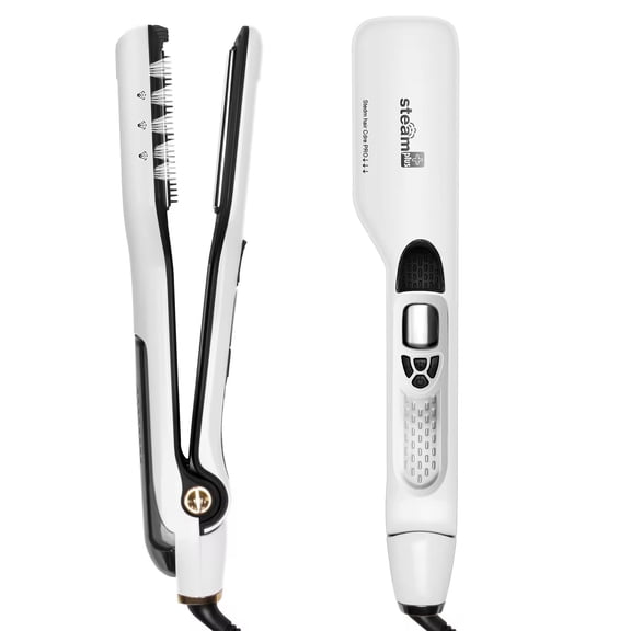 CNV 2 in 1 Curling and Straightening Professional LCD Steam Plus Hair Straightener 450F Titanium Wide Plate Flat Iron