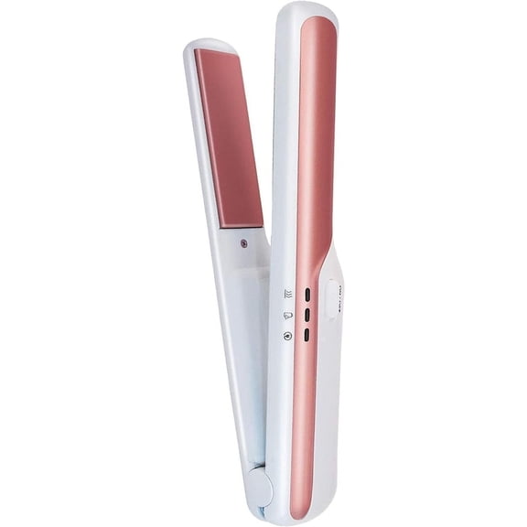 CNV 2-in-1 USB Rechargeable Hair Straightener, Adjustable Temperature Flat Iron for Hair Styling (White)