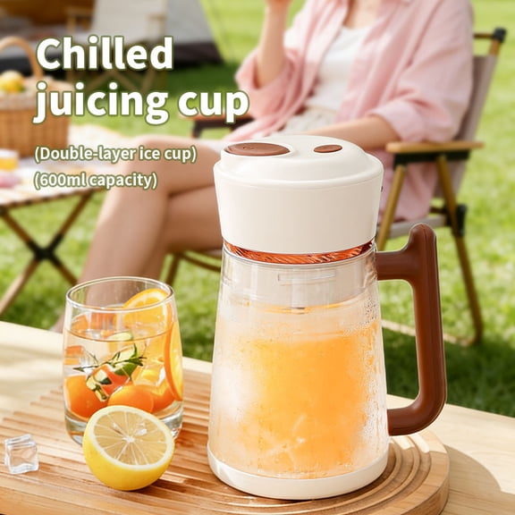 CNV 20oz Cordless Chilled Blender for Smoothies and Frozen Drinks, High-Torque Personal Juicer with Insulated Body and 10-Blade Array, USB-C Rechargeable, White
