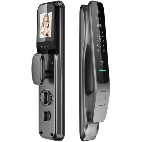CNV 3D Face Recognition Door Lock 3D Face Smart Door Lock w/Camera, Fingerprint, Passcodes, IC Cards, Remote WiFi Control w/Keyless Smart Mortise Lock for Front Door via App