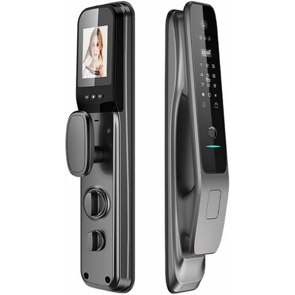 CNV 3D Face Recognition Door Lock 3D Face Smart Door Lock w/Camera, Fingerprint, Passcodes, IC Cards, Remote WiFi Control w/Keyless Smart Mortise Lock for Front Door via App