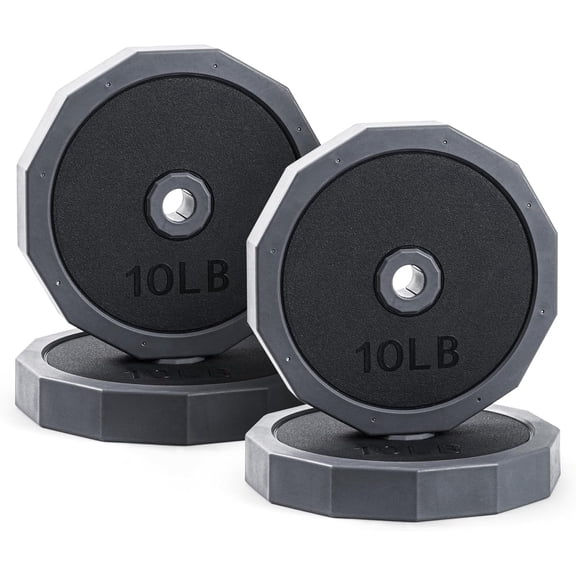 CNV 40lb Adjustable Weight Plate Set for Home Gym, 4-Pack 10lb Individual Weight Plates for Dumbbells, Barbells, and Kettlebells, 1-Inch Standard Hole Strength Training Weights, Black
