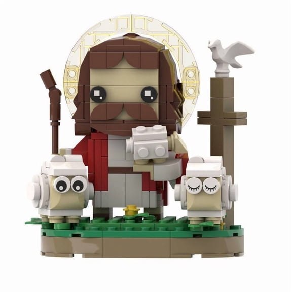 MOC 280PCS Funbuild Creative Jesus Series Brickhead Building Block Shepherd Jesus Mini Figures Educational DIY Toys
