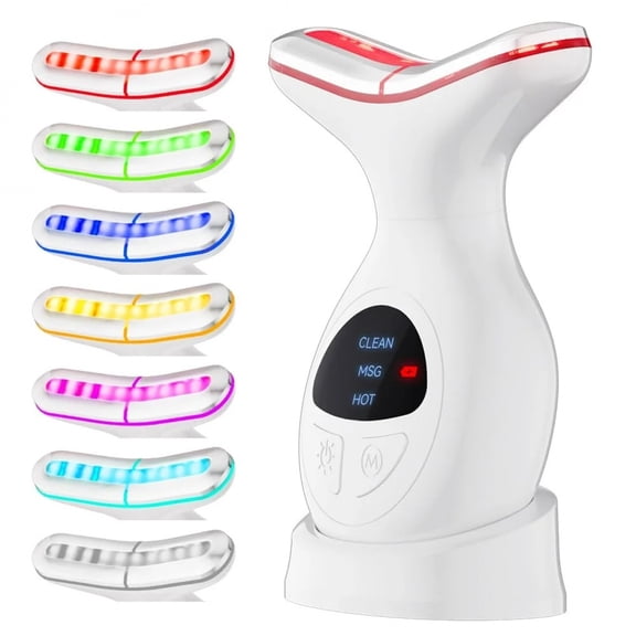 CNV 7-in-1 Facial Skin Care Massager, Electroporation LED Light Therapy Device with Cold & Hot Compress, RF Radio Frequency Facial Machine for Face Lifting, Tightening and Wrinkle Removal