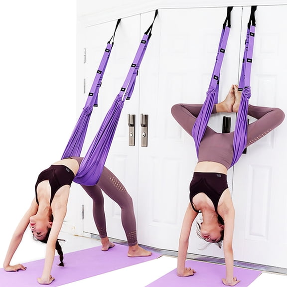 CNV Adjustable Aerial Yoga Hammock for Door, Professional Back Bend Inversion Sling and Leg Stretcher, Multi-Loop Flexibility Trainer for Home Gym and Pilates