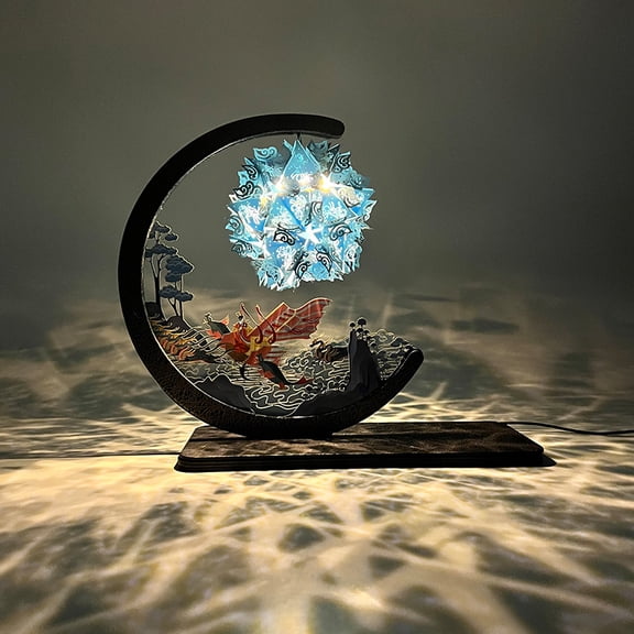 CNV Aesthetic Moonlight Shadow Lamp, Creative Desktop Art Ornament with Soothing Warm Glow, Intricate Silhouette Storytelling Night Light, Romantic Bedside Table Decor, Premium Gift Box Packaging