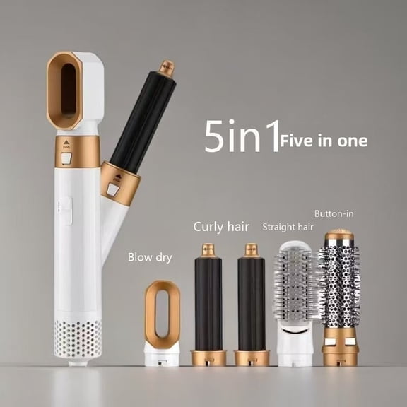 CNV All-in-One 5-Piece Hot Air Styler and Hair Dryer Brush Set, Interchangeable Ionic Styling Station for Smoothing Waves and Curls, Constant Temp Control