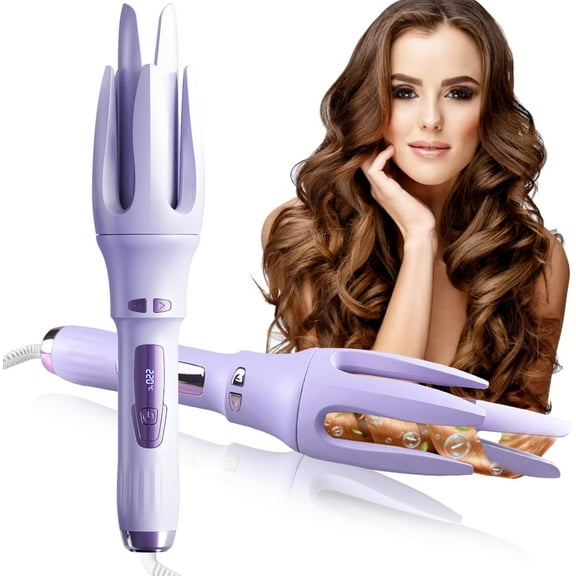 CNV® Automatic Hair Curler,Automatic Curling Iron with 4 Temperatures,Dual Voltage Rotating Curling Iron with 1 1/4 inch Fast Heating and Auto Shut-Off for Professional Hair Styling