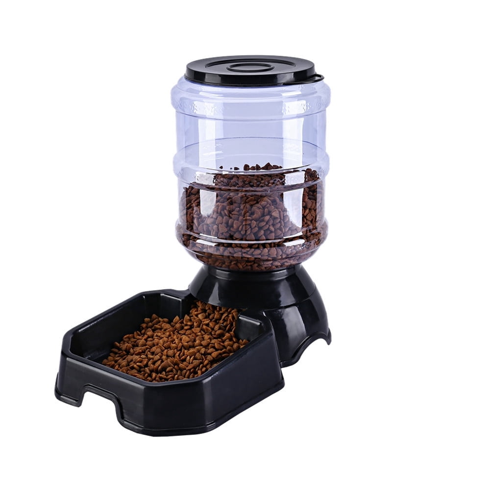 CNV Automatic Pet Food Feeder, Automatic Feeders for Pets, High Capacity Pet Food Bowl Gravity Water Dispenser Pet Bowl for Dogs Cats 3.8 L Dog Accessories, Black