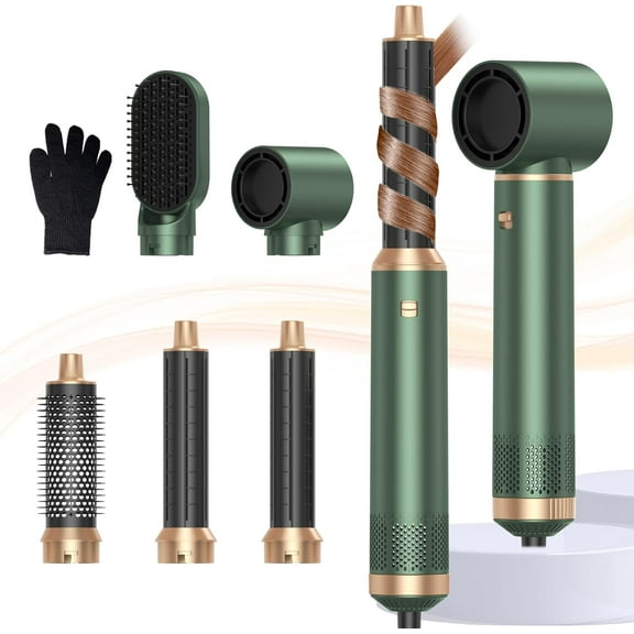 CNV Blow Dryer Brush 5 in 1, Negative Ion Hair Dryer Brush Set Upgrade Hot Air Brush Air Styler Curling Wrap Air Curler, Curling Iron Hair Styling Tools As A Gift for Straight/Curl/Drying/Smoothing