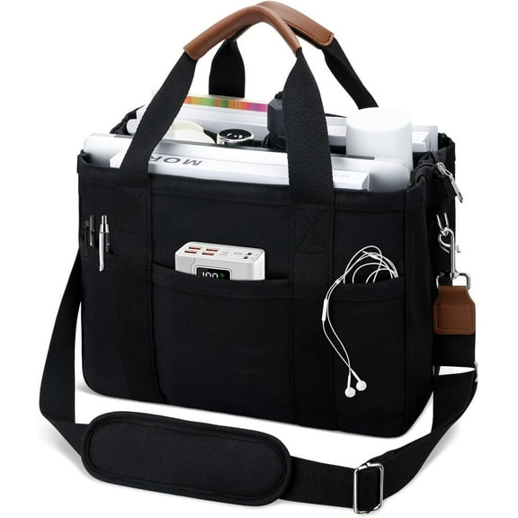 CNV Canvas Tote Bag for Women with Zipper and Compartments Crossbody Large Bible Messenger Purse Bag With Pockets