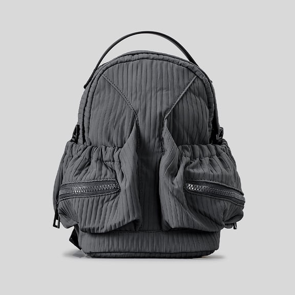CNV Chic Pleated Nylon Backpack for Women, Lightweight Waterproof Multi-Pocket Commuter Bag