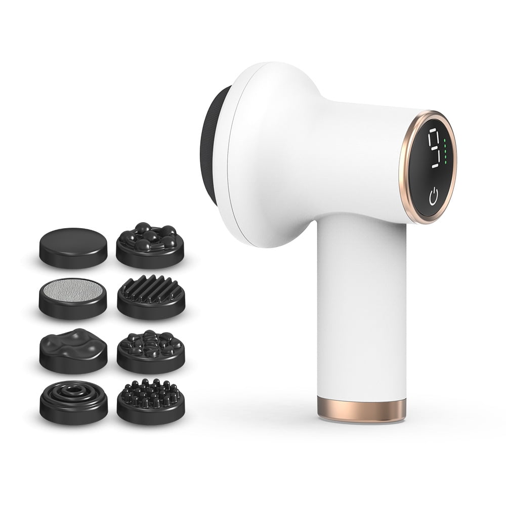 CNV Compact Home Massage Gun, 8 Replaceable Heads, 9 Speed Settings, USB Rechargeable for Neck, Back & Muscle Relief