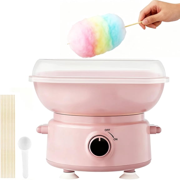 CNV Compact Retro Style Cotton Candy Machine, 450W DIY Sweet Treat Maker for Hard Candy and Sugar, Easy-to-Clean Desktop Floss Machine with Splatter Guard and Anti-Slip Base, Festive Gift for Kids